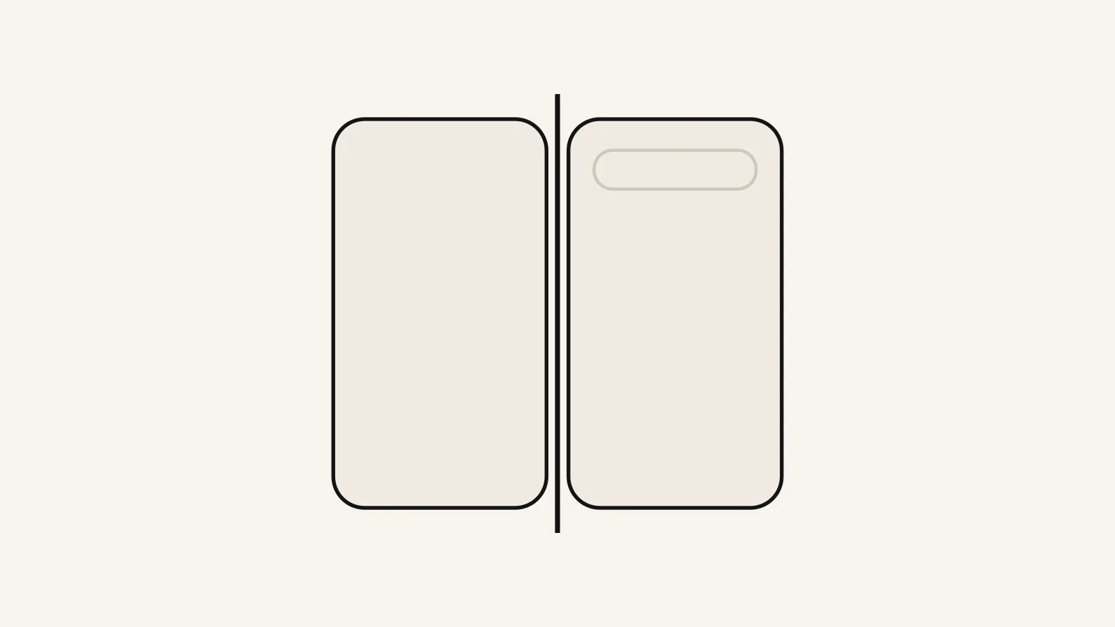 Illustration: two rounded panels side by side, joined by a narrow hinge line